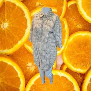 Avirex Mens Button Up Shirt Short Sleeve Japanese Script Print Casual